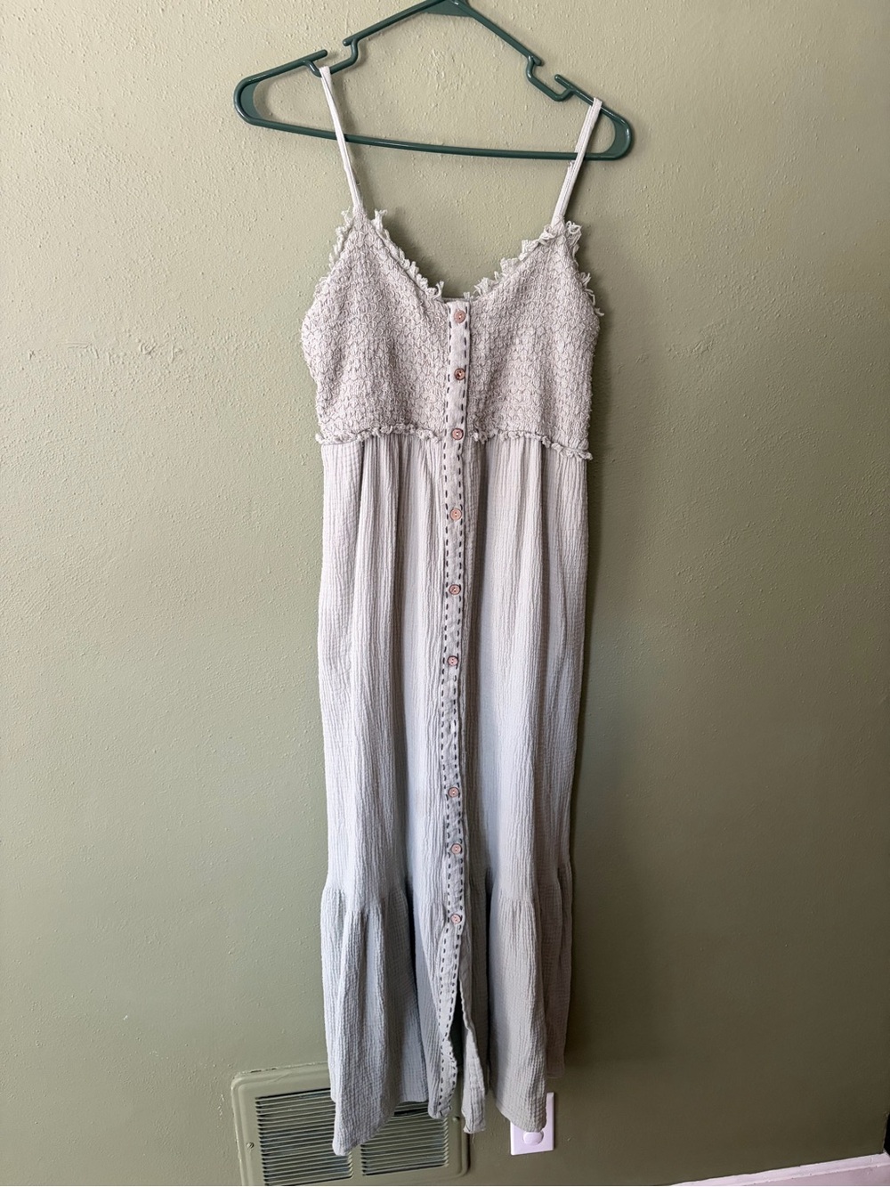 Women’s Easel Maxi Dress with Button Front - Light Gray